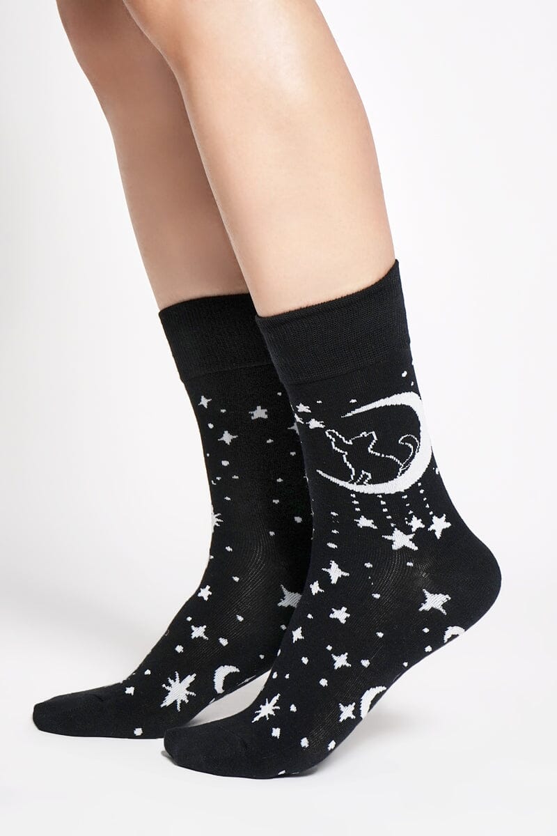 Starry Cat Sky Crew Socks Socks NOCTEX